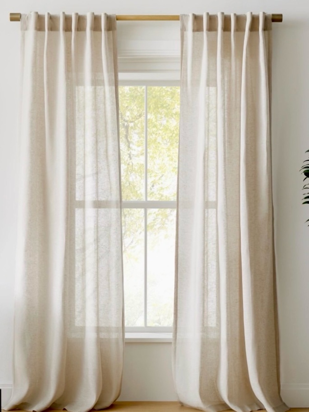 West Elm 100% Linen Sheer Curtains set of 2 panels 48x84 in natural
